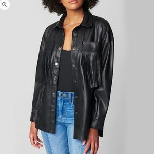 Blank NYC lonestar faux leather fringe shacket